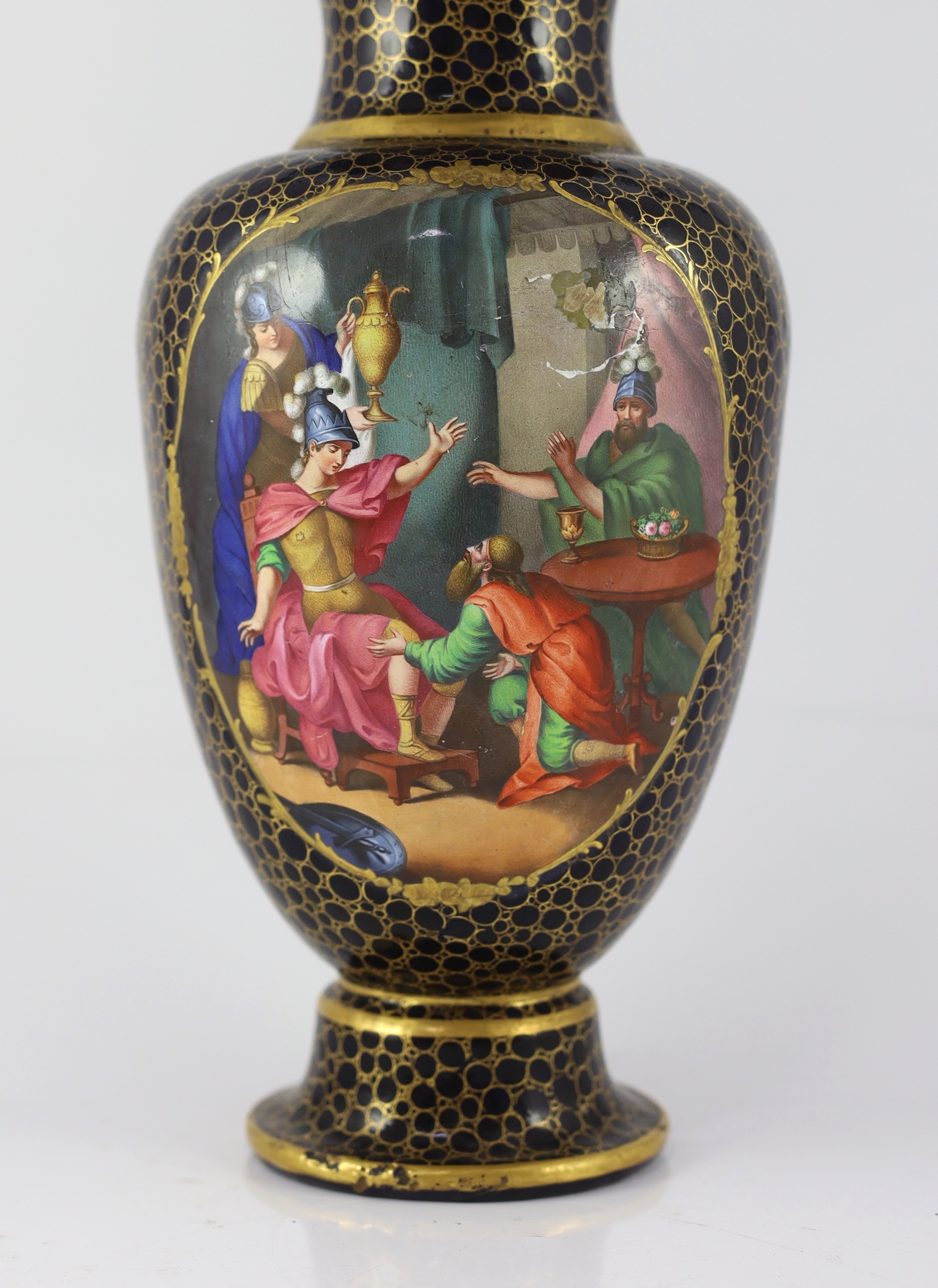 A rare neo-classical enamel on copper vase, probably Vienna 18th/19th century